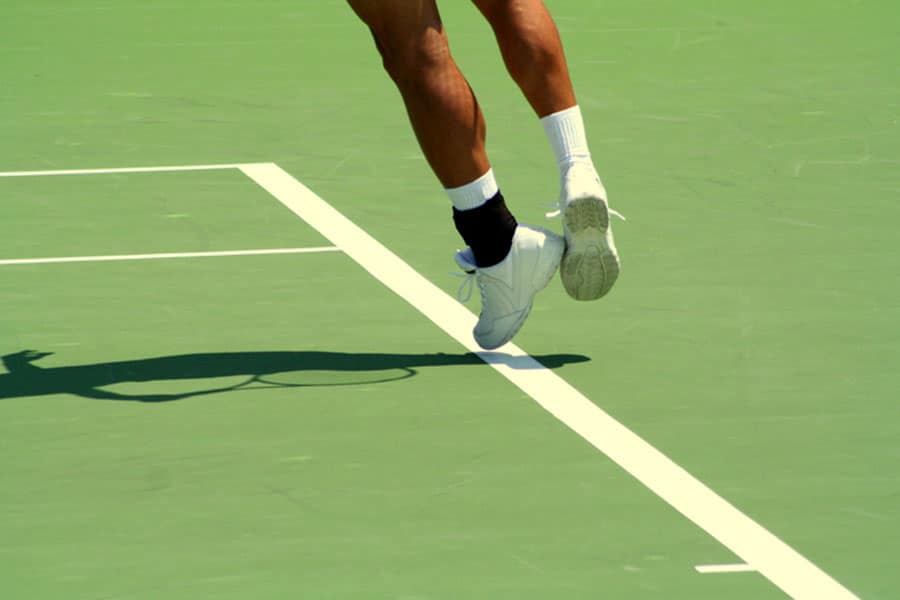 Closeup of Ankle Brace on Tennis Player