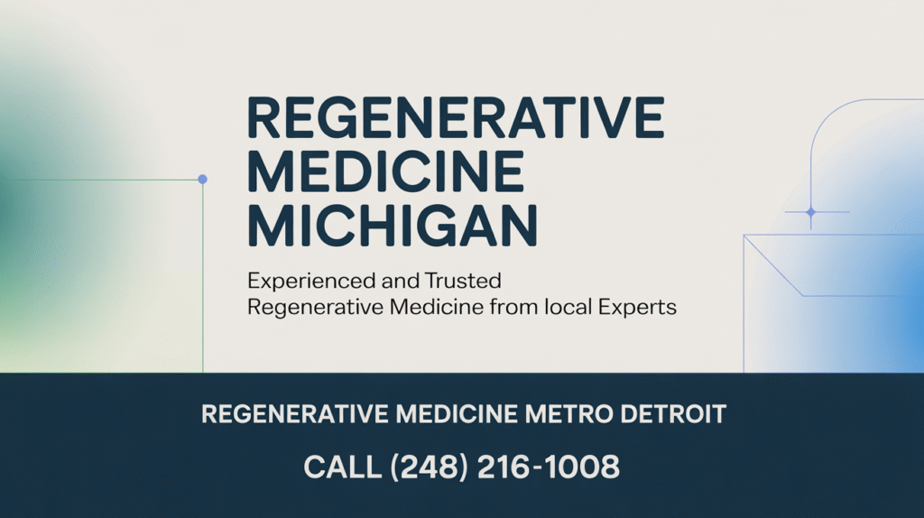 Discover trusted Regenerative Medicine in Michigan from local experts. Experience advanced, personalized care for your health needs. Call (248) 216-1008 today to learn more about our regenerative medicine solutions.