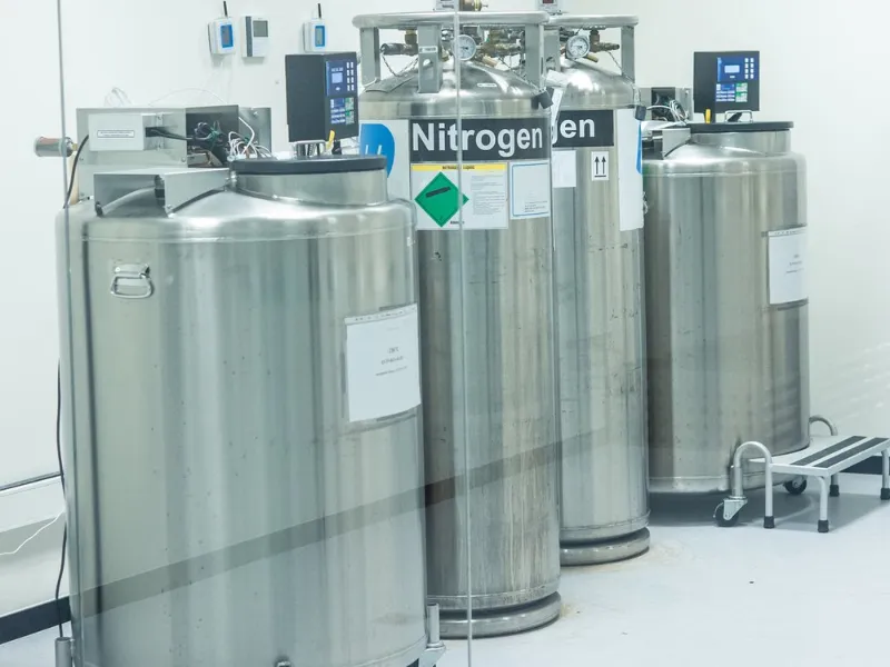 Cryogenic storage tanks in a lab